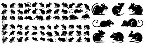Vector set of mice in silhouette style
