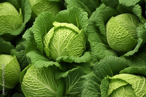 background of fresh cabbage with drops of water, green vegetable.