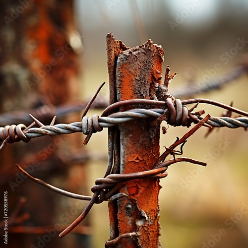 barbed wire in the field on a sunny day