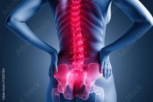 Digital render of a person experiencing intense cervical spine and brain pain