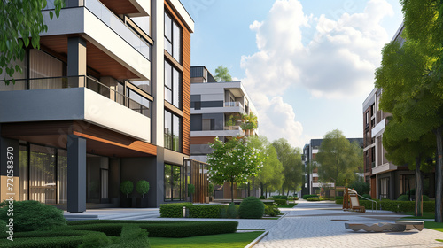 A modern residential building, provides a splendid view from the outside. Its contemporary design conveys a sense of elegance and comfort, welcoming future inhabitants