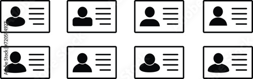 Set of ID card icons. driver license, staff identification card symbols in Line styles editable stock for website, banner and graphic designs element on transparent background. Identity signs vectors.