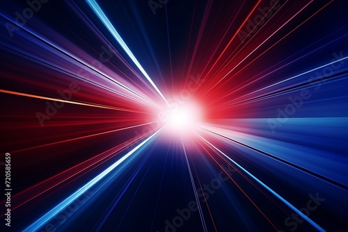Abstract red background with rays of light and lens flare