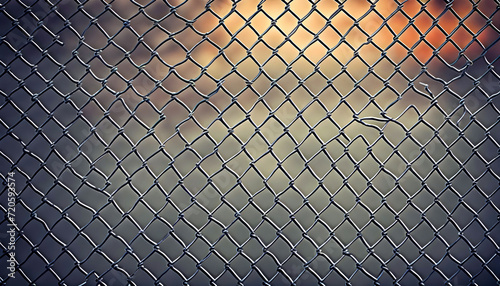 Close-up of a Chain Link Fence with a Blurred Background