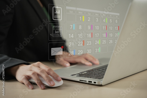 Businessman manages time for effective work. Businessman with calendar meeting schedule marking note target date appointing reminder appointment calendar for organizer agenda time. schedule activity.