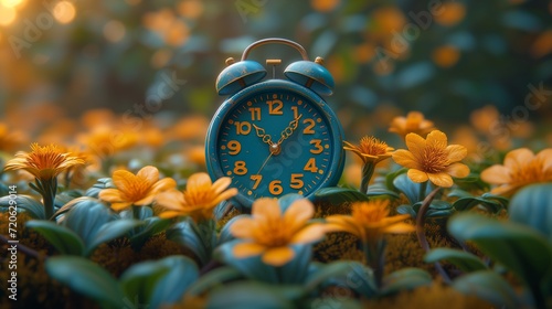 there is an alarm clock in flowers. Generative AI