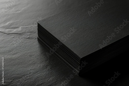 Black Textured Paper Stack on Dark Background