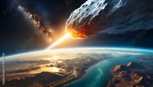 Asteroide cae sobre la tierra, extinción dinosaurios, tierra