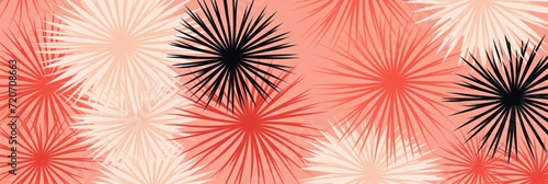 Coral striking artwork featuring a seamless pattern of stylized minimalist starbursts 