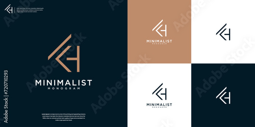 Minimalist K and H or KH logo design template