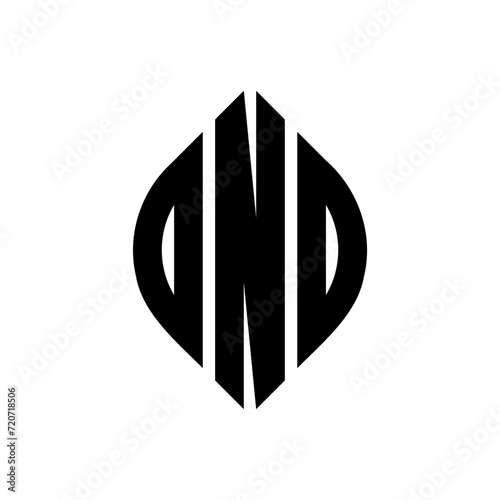 DNO circle letter logo design with circle and ellipse shape. DNO ellipse letters with typographic style. The three initials form a circle logo. DNO circle emblem abstract monogram letter mark vector.