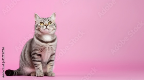 Beautiful cat on a plain background with copy space
