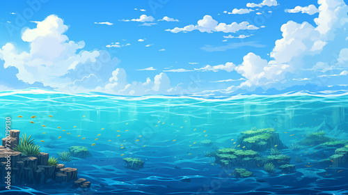 Sea ocean background, banner