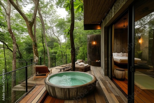 Luxurious treetop spa with forest views and natural treatments
