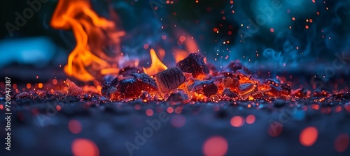 Vibrant and mesmerizing abstract background of burning coals radiating intense heat