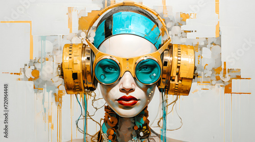 Portrait de femme avec un casque audio sur les oreilles