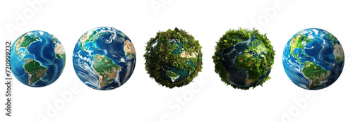 earth globe with greenery isolated on white 