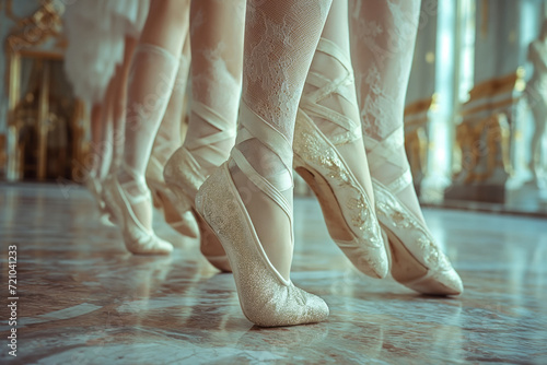 AI generated illustration of a lineup of ballet dancers