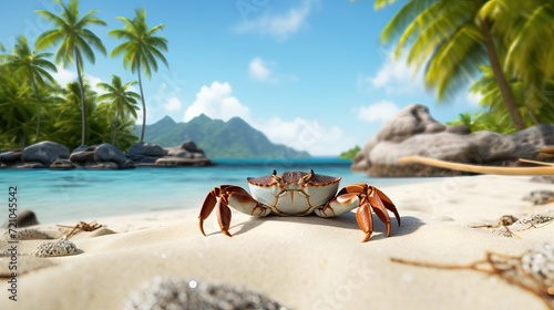 Mesmerizing Vista of a Diminutive Crab on the Sandy Shore AI Generated