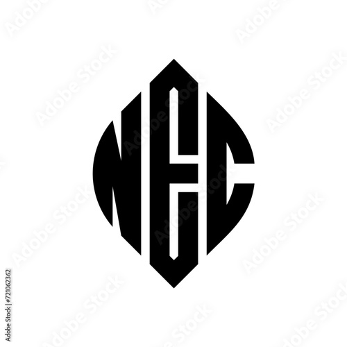 NEC circle letter logo design with circle and ellipse shape. NEC ellipse letters with typographic style. The three initials form a circle logo. NEC circle emblem abstract monogram letter mark vector.