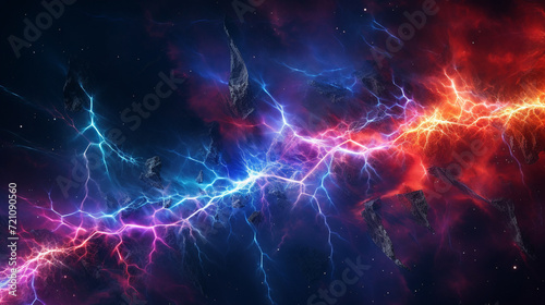 Abstract colorful lightning frame background