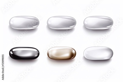  Realistic pills capsules blisters set with isolated images of silver blisters with tabs of different shape vector illustration