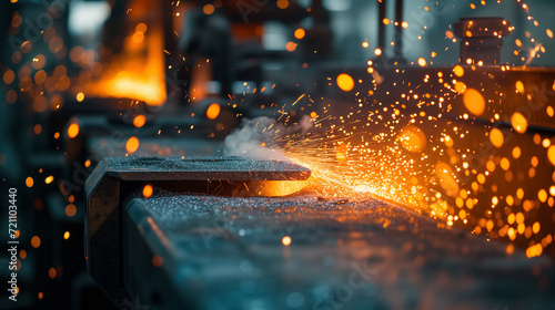 Sparks flying from metalwork in a workshop.