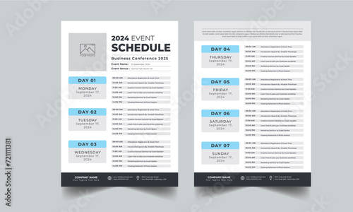 Event Schedule layout design template with unique design style concept