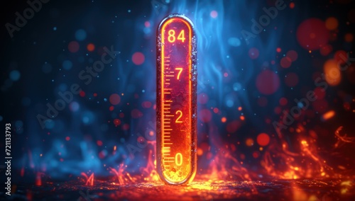 thermometer degrees celsius with a warning sign