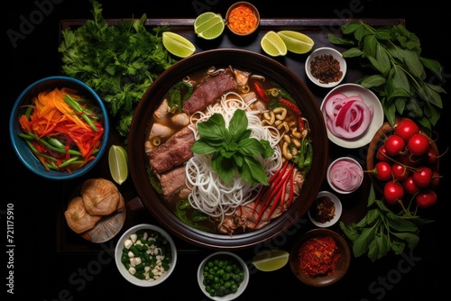 A Vietnamese pho spread.