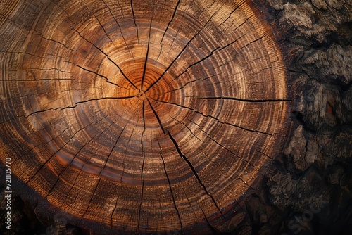 Close-Up of Cross Section of Tree Trunk