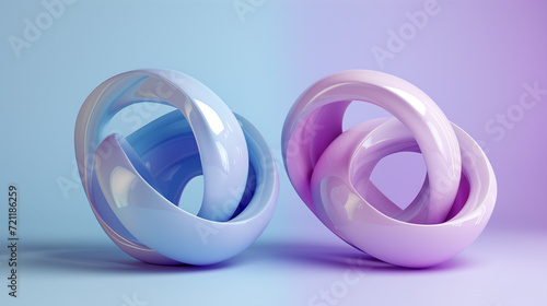 抽象的な彫刻3Dの画像 円形のミニマリズムシンボル 青紫色 An abstract 3d circular symbol. Purple and blue based wallpaper background [Generative AI]