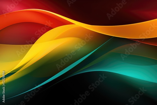 Black history month banner. red yellow and green colors of Africa waves on a dark background.. African flag 