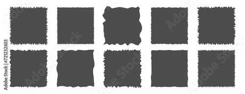 Set of jagged square, torn paper banners vector illustration 