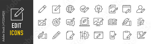 Edit web icons in line style. Pencil, edit, setup, settings. Vector illustration.