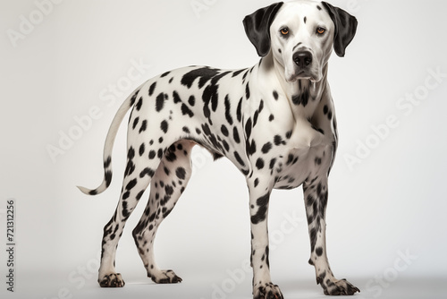 Dalmatian Dog with Black Spots on White Background