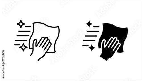 Cleaning cloth line icon set. Wipe with a rag symbol. Housekeeping equipment sign. vector illustration on white background