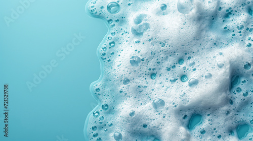 spot of thick shampoo foam on a blue background