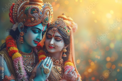 Portrait of Rama the incarnation of the god Vishnu and Sita the incarnation of the goddess of prosperity Lakshmi