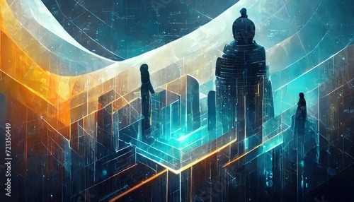 Unbekannte Täter und Hacker in einer Welt voller Daten. Cyber Security. Wallpaper, Hintergrund, AI.