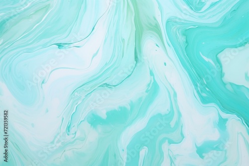 A captivating image of a remarkably beautiful blue and green fluid painting that captivates the imagination., Pastel cyan mint liquid marble watercolor background, AI Generated