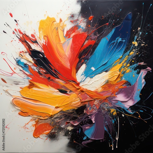 an abstract painting using deep brush strokes and dark bright colors