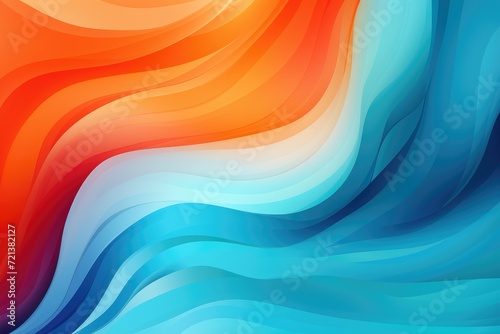 Colors of April, abstract background with waves in dark blue, light blue and orange hues, and with copyspace for your text. April background banner for special or awareness day, week or month