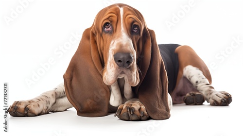 Dog, Basset Hound in sitting position