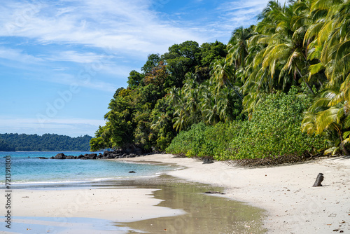 Jungle and beach of beautiful tropical coast in Panama near natural reserve of Coiba island