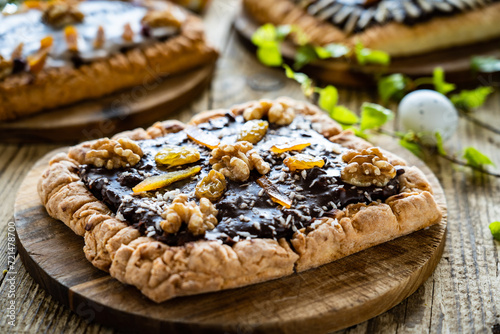 Mazurek - traditional Polish Easter cake with delicacies 