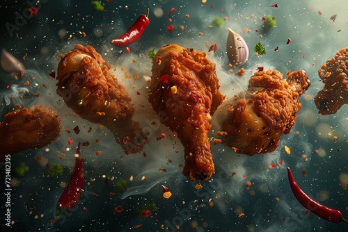 cinematic flying chicken garlic and spices.jpeg