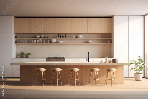 minimalist kitchen with floating cabinets