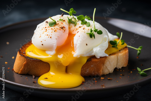 poached egg with leaking yolk