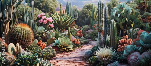 Captivating Detail: A Blissful Cactus Garden in Exquisite Detail, Detail, Detail